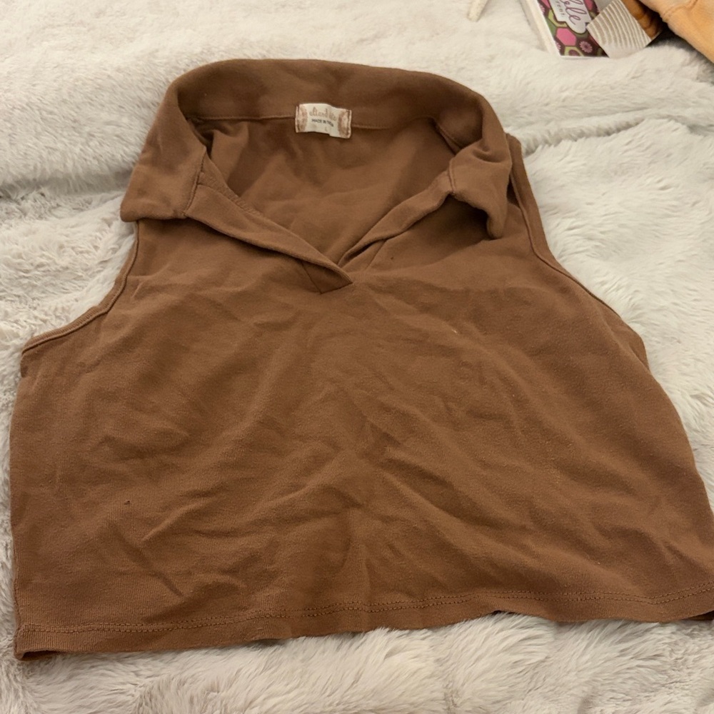 Altar'd State Tan Collared Crop Top